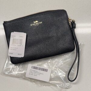 Coach Black Textured Leather Wristlet